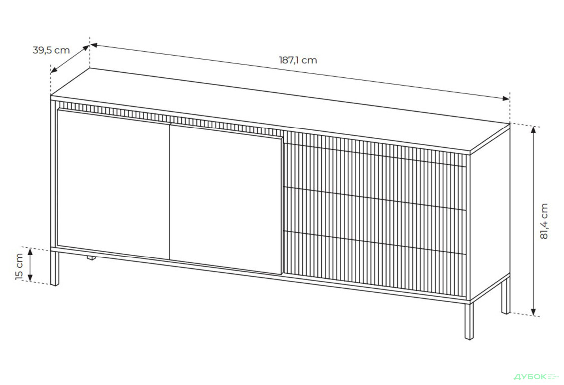 Изображение 6 - Комод Perfect Home Сенсо / Senso 2-дверный с 3 ящиками 187 см, черный