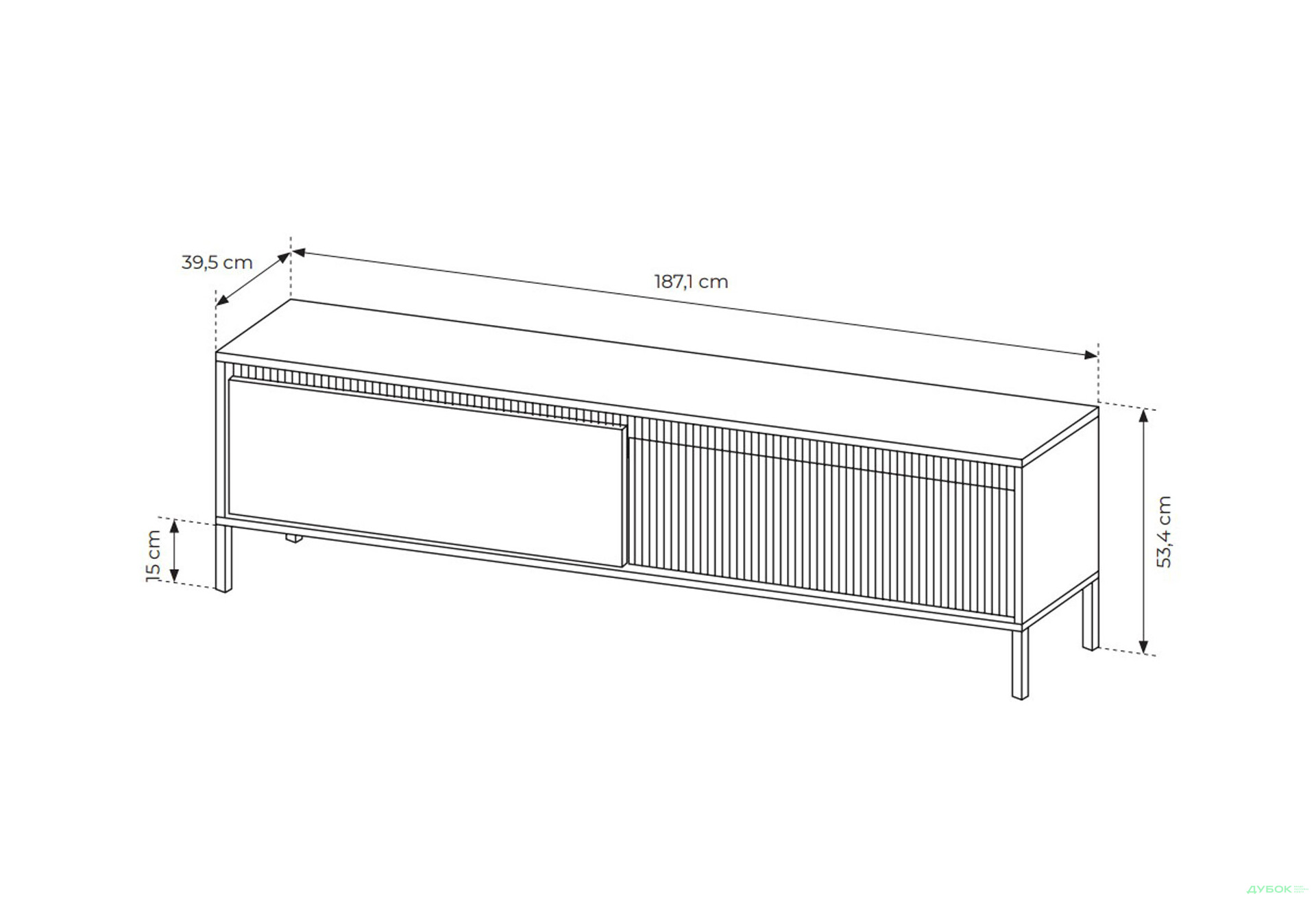 Тумба под ТВ Perfect Home Сенсо / Senso с 2 дверками 187 см, бежевый - Изображение 6 Изображение 6 - Тумба под ТВ Perfect Home Сенсо / Senso с 2 дверками 187 см, бежевый