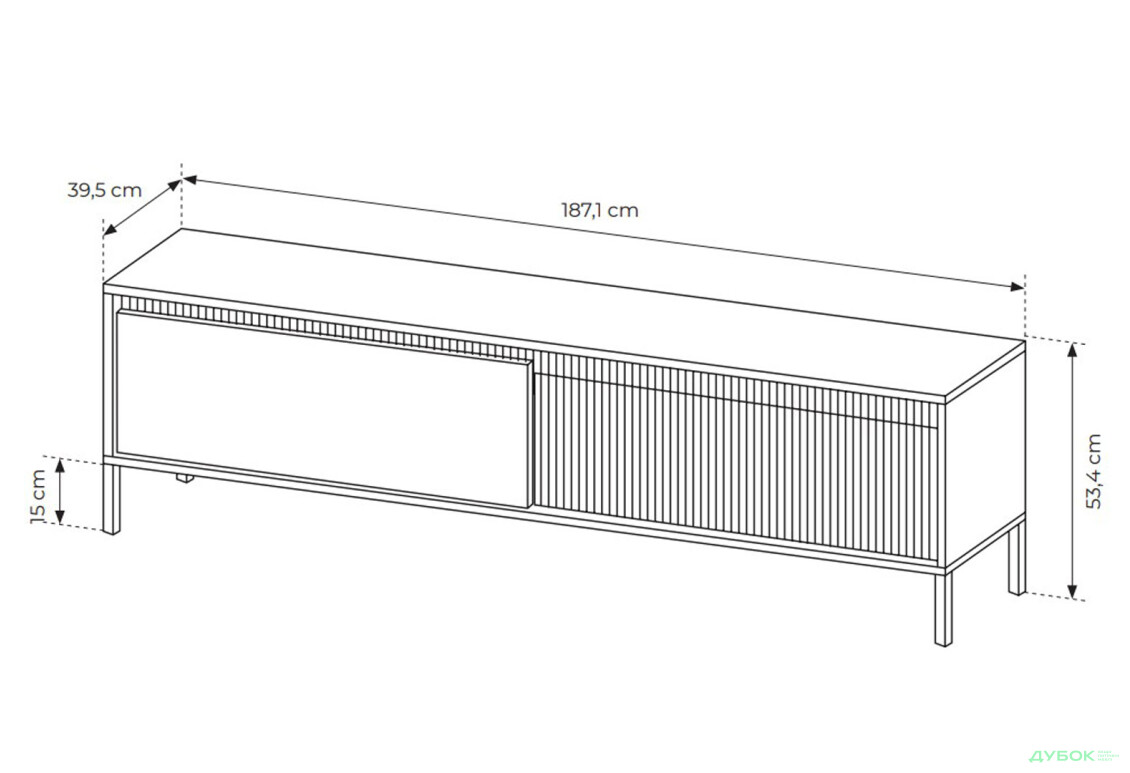 Тумба под ТВ Perfect Home Сенсо / Senso с 2 дверками 187 см, бежевый - Изображение 6 Изображение 6 - Тумба под ТВ Perfect Home Сенсо / Senso с 2 дверками 187 см, бежевый
