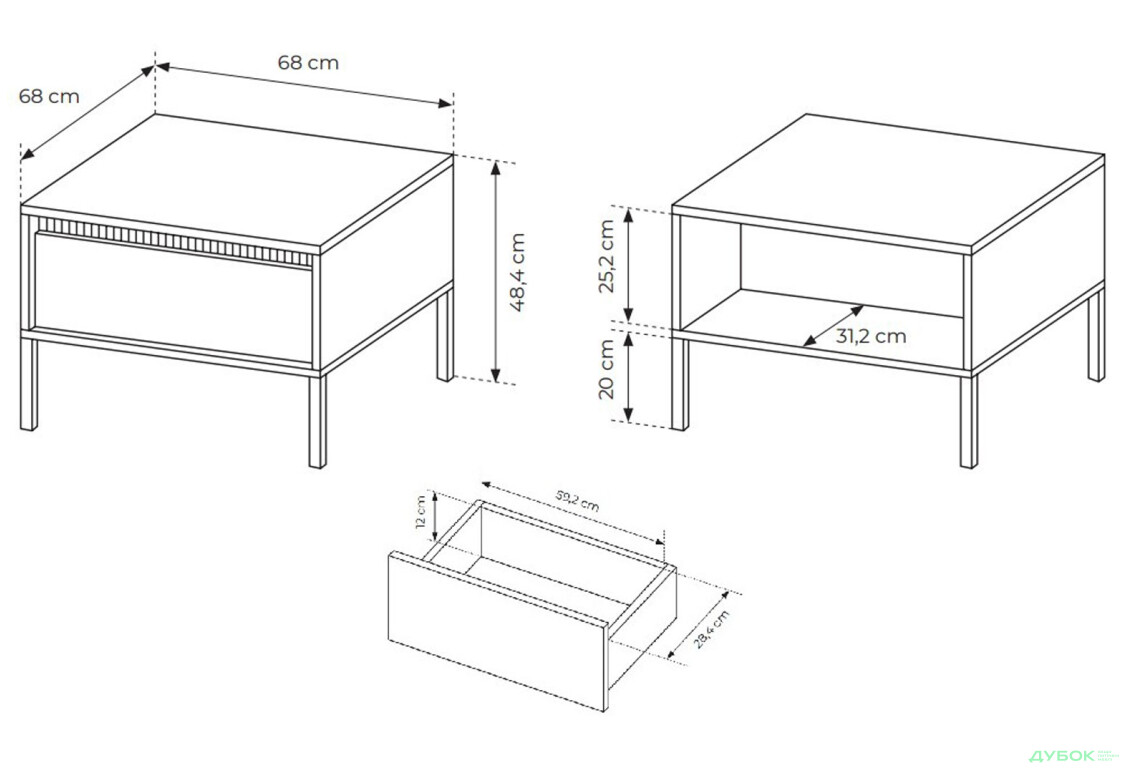 Зображення 6 - Стіл журнальний Perfect Home Сенсо / Senso 68х68 см, бежевий