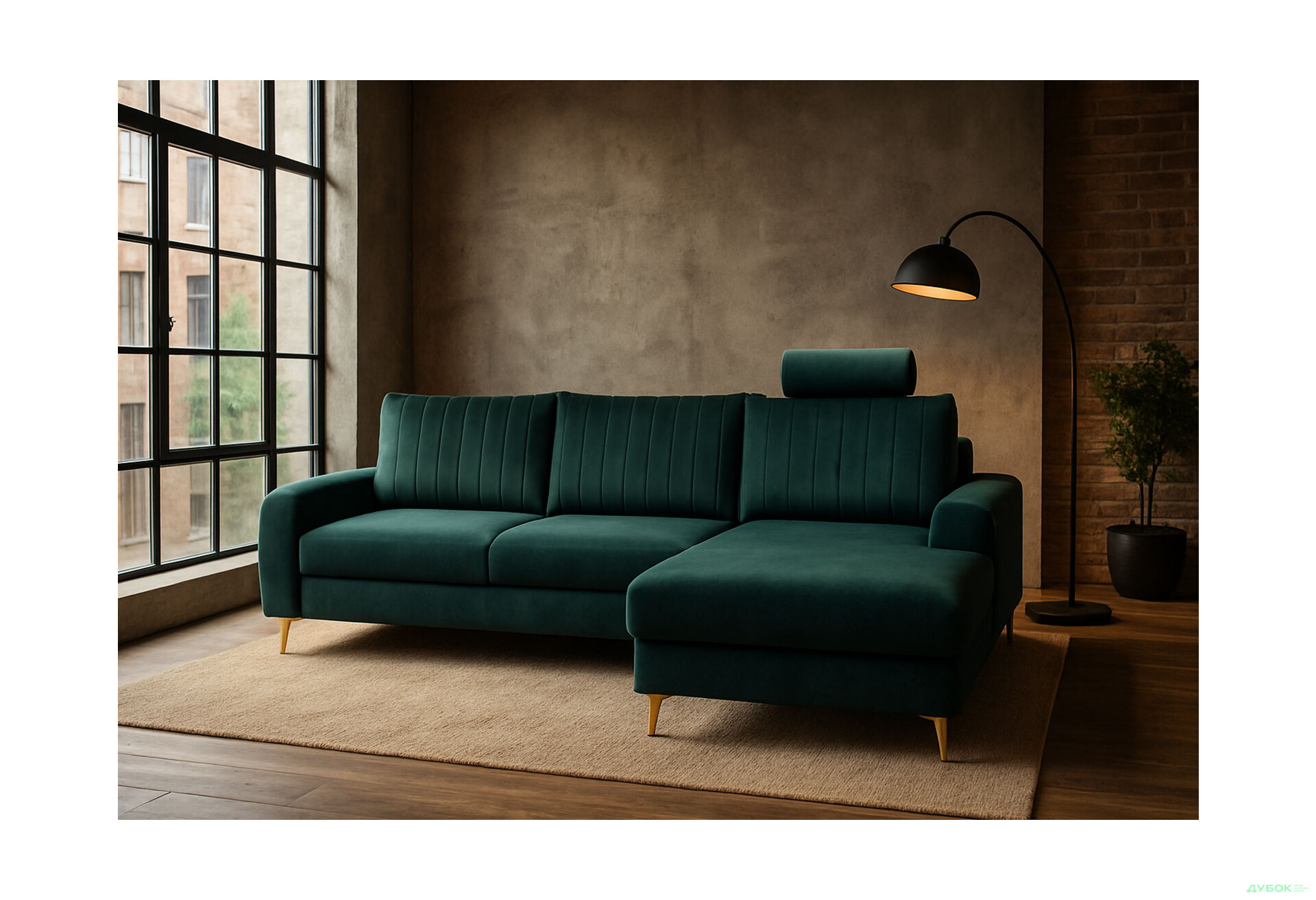 Изображение 2 - Мягкий уголок Perfect Home Монако / Monaco 252х168 см угол Г Зеленый (Velluto 27)