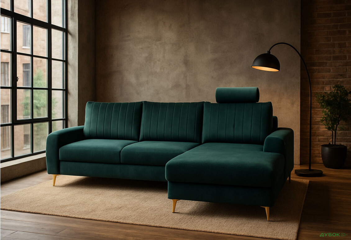 Изображение 2 - Мягкий уголок Perfect Home Монако / Monaco 252х168 см угол Г Зеленый (Velluto 27)