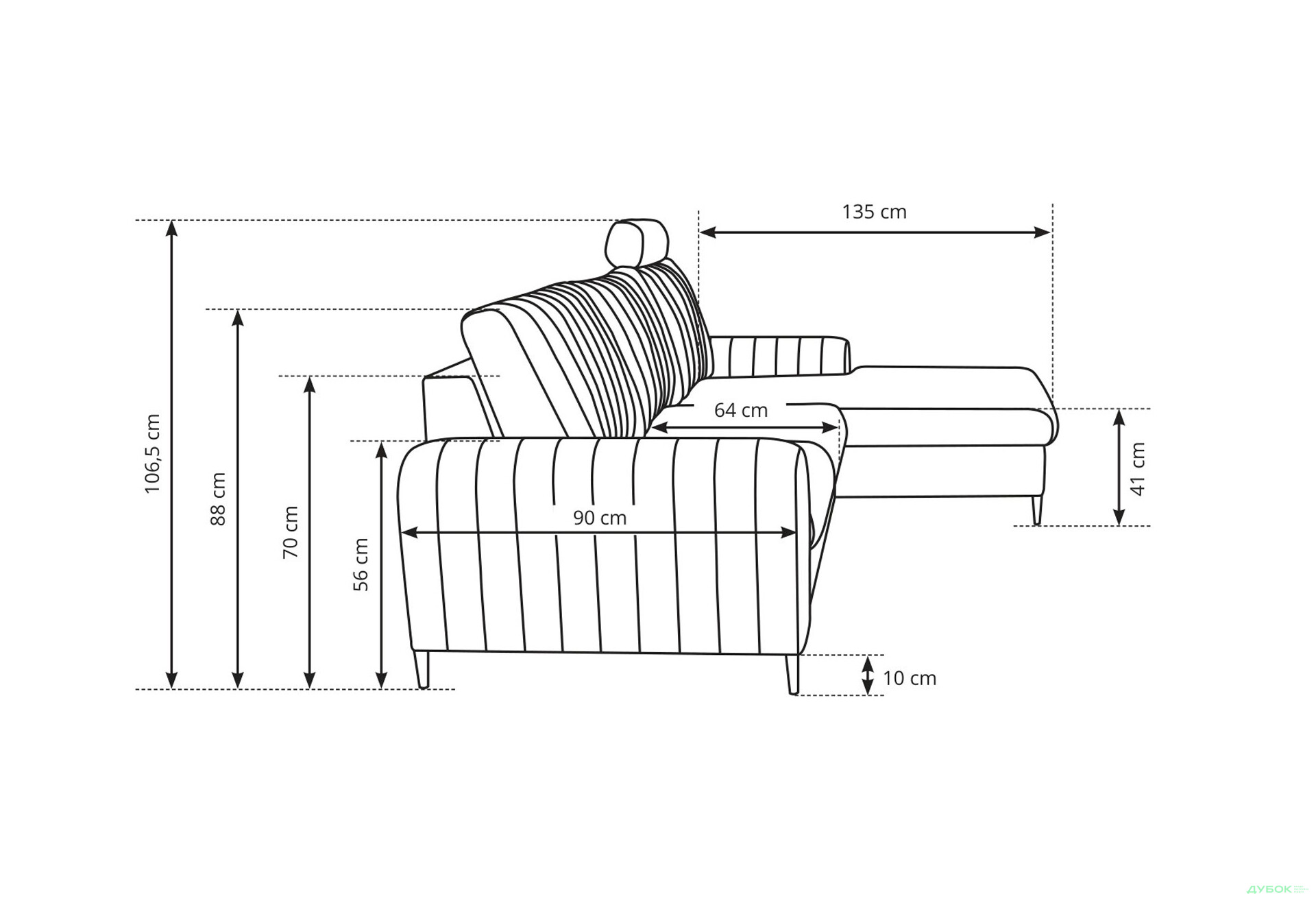 Зображення 8 - М'який куточок Perfect Home Монако / Monaco 252х168 см кут Г Сірий (Velluto 16)
