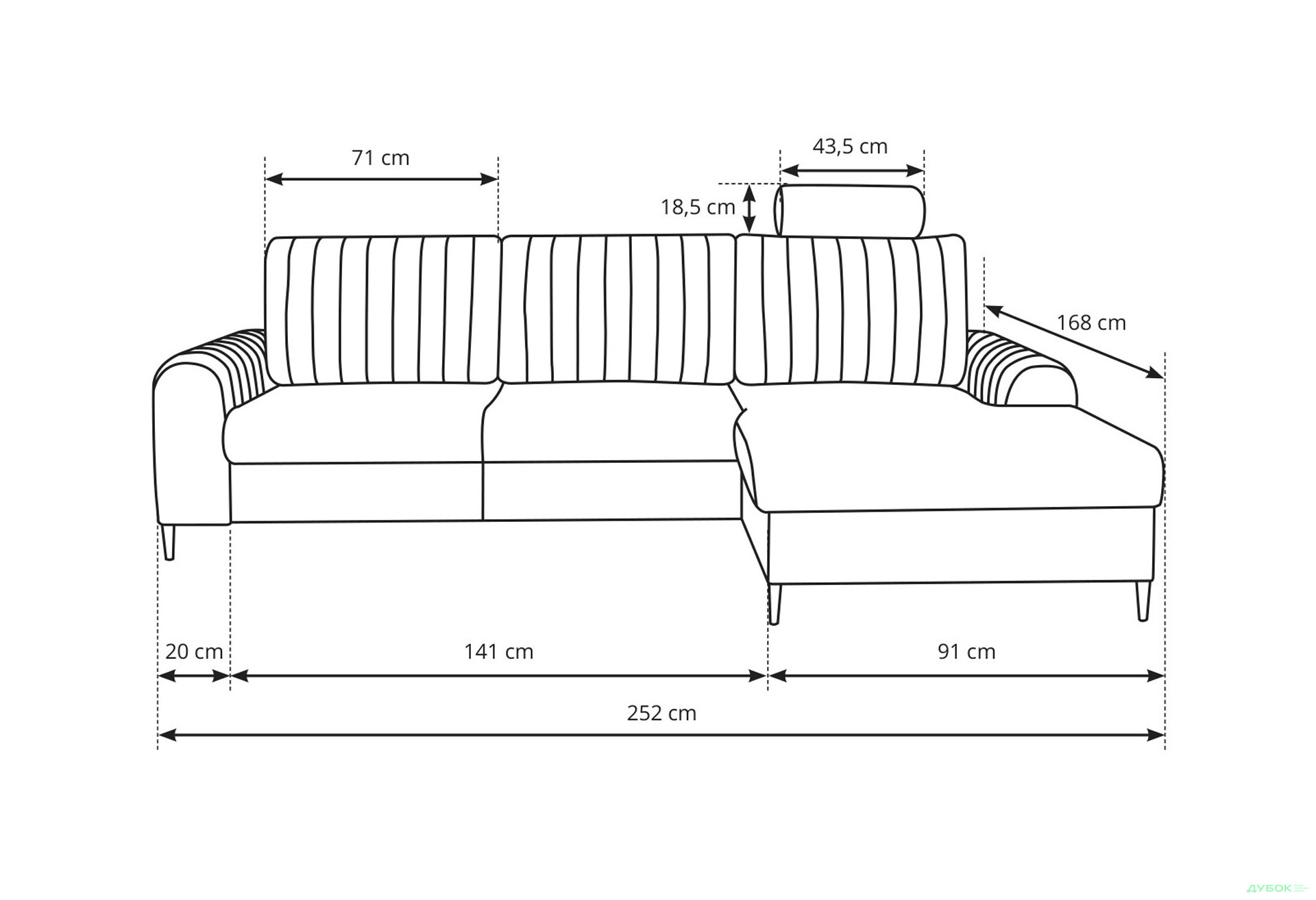 Зображення 7 - М'який куточок Perfect Home Монако / Monaco 252х168 см кут Г Сірий (Velluto 16)