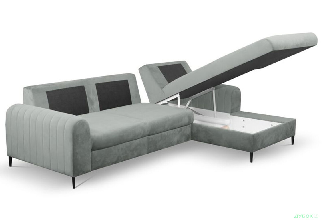 Зображення 6 - М'який куточок Perfect Home Монако / Monaco 252х168 см кут Г Сірий (Velluto 16)