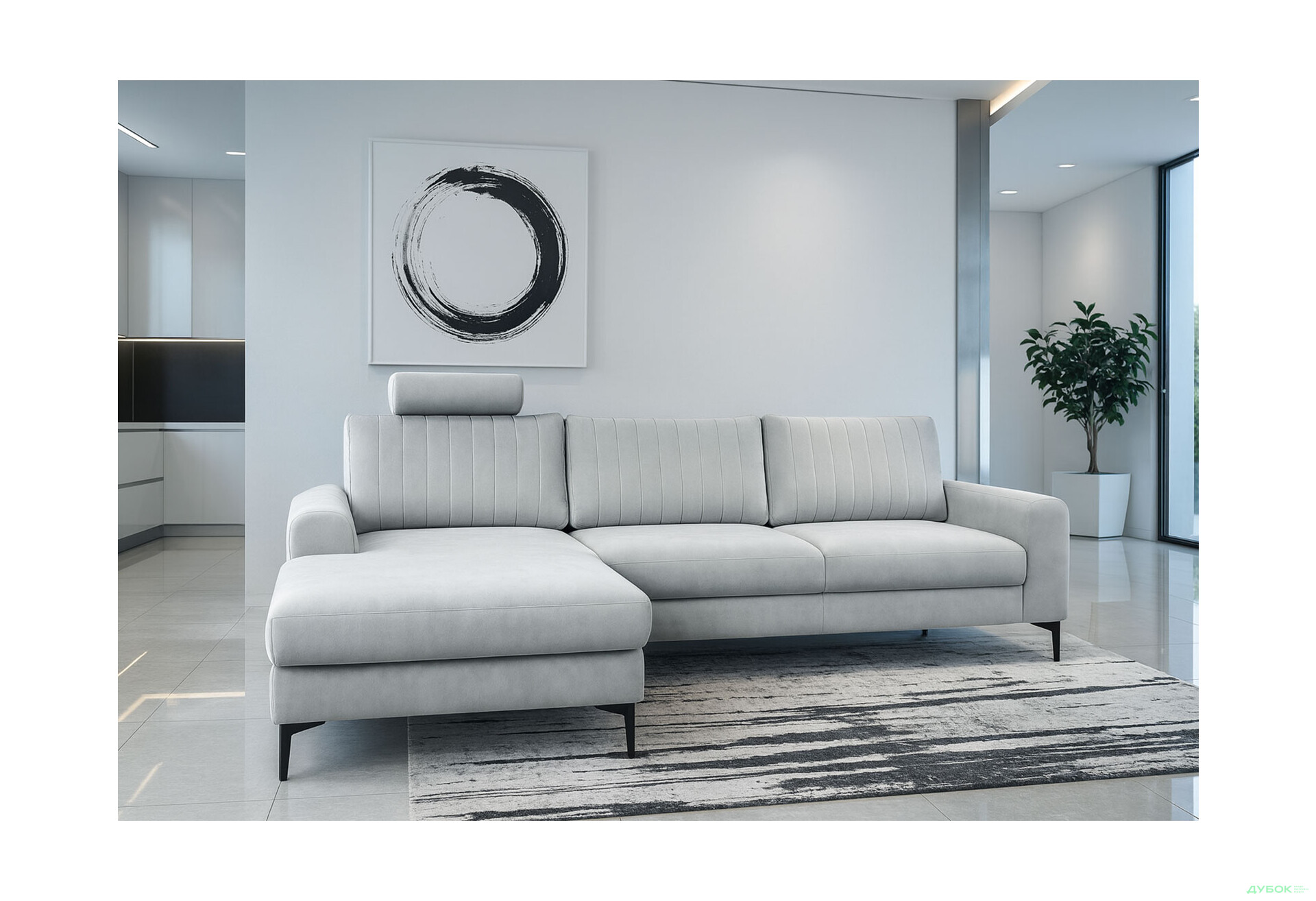 Зображення 2 - М'який куточок Perfect Home Монако / Monaco 252х168 см кут 7 Сірий (Velluto 16)