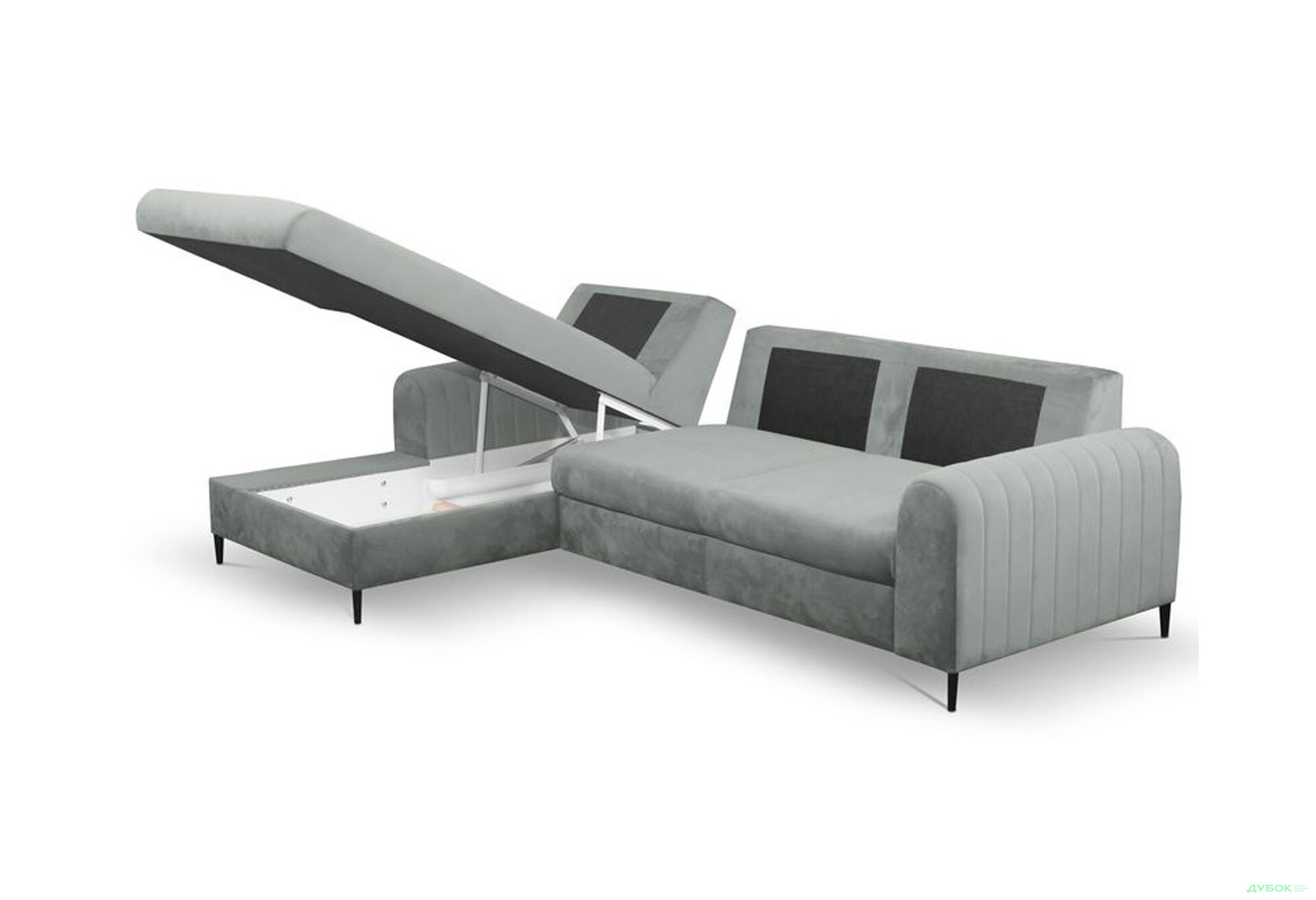 М'який куточок Perfect Home Монако / Monaco 252х168 см кут 7 Сірий (Velluto 16) - Зображення 5 Зображення 5 - М'який куточок Perfect Home Монако / Monaco 252х168 см кут 7 Сірий (Velluto 16)