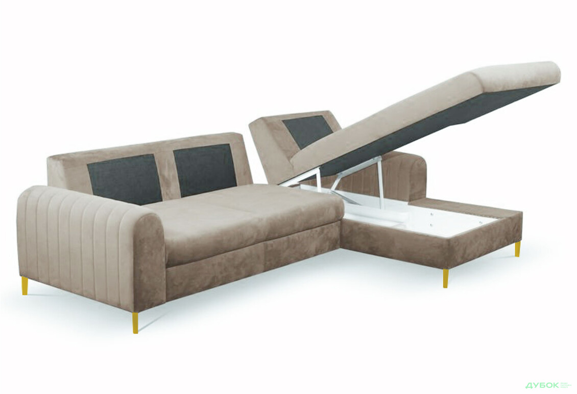 М'який куточок Perfect Home Монако / Monaco 252х168 см кут Г Бежевий (Velluto 3) - Зображення 5 Зображення 5 - М'який куточок Perfect Home Монако / Monaco 252х168 см кут Г Бежевий (Velluto 3)