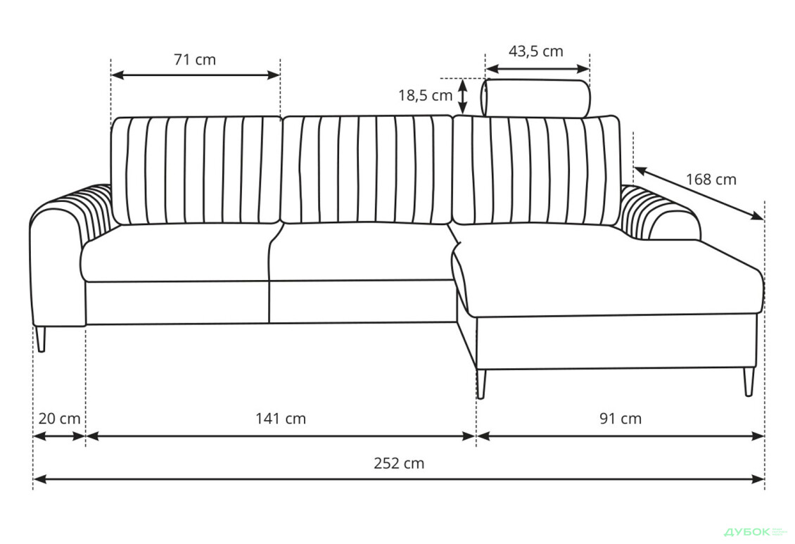 М'який куточок Perfect Home Монако / Monaco 252х168 см кут Г Бежевий (Velluto 3) - Зображення 6 Зображення 6 - М'який куточок Perfect Home Монако / Monaco 252х168 см кут Г Бежевий (Velluto 3)