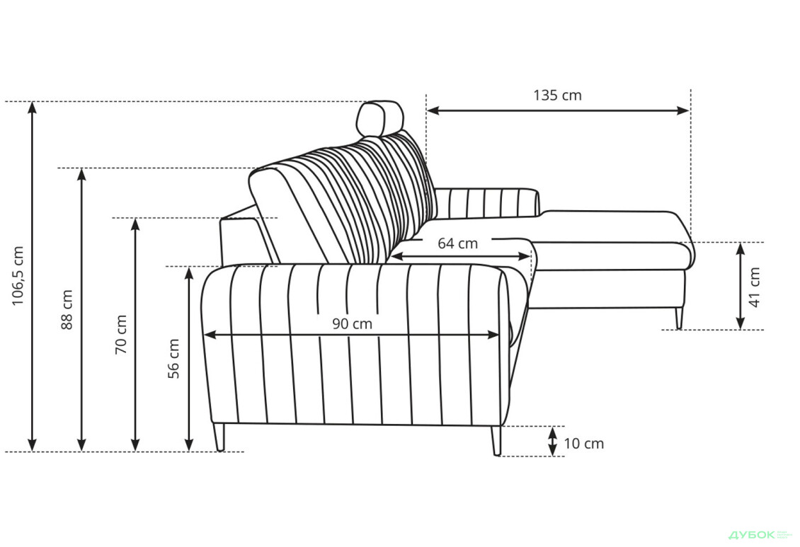 М'який куточок Perfect Home Монако / Monaco 252х168 см кут Г Коричневий (Velluto 30) - Зображення 7 Зображення 7 - М'який куточок Perfect Home Монако / Monaco 252х168 см кут Г Коричневий (Velluto 30)