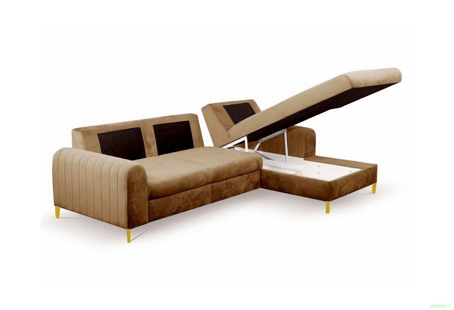 М'який куточок Perfect Home Монако / Monaco 252х168 см кут Г Коричневий (Velluto 30) - Зображення 5 Зображення 5 - М'який куточок Perfect Home Монако / Monaco 252х168 см кут Г Коричневий (Velluto 30)