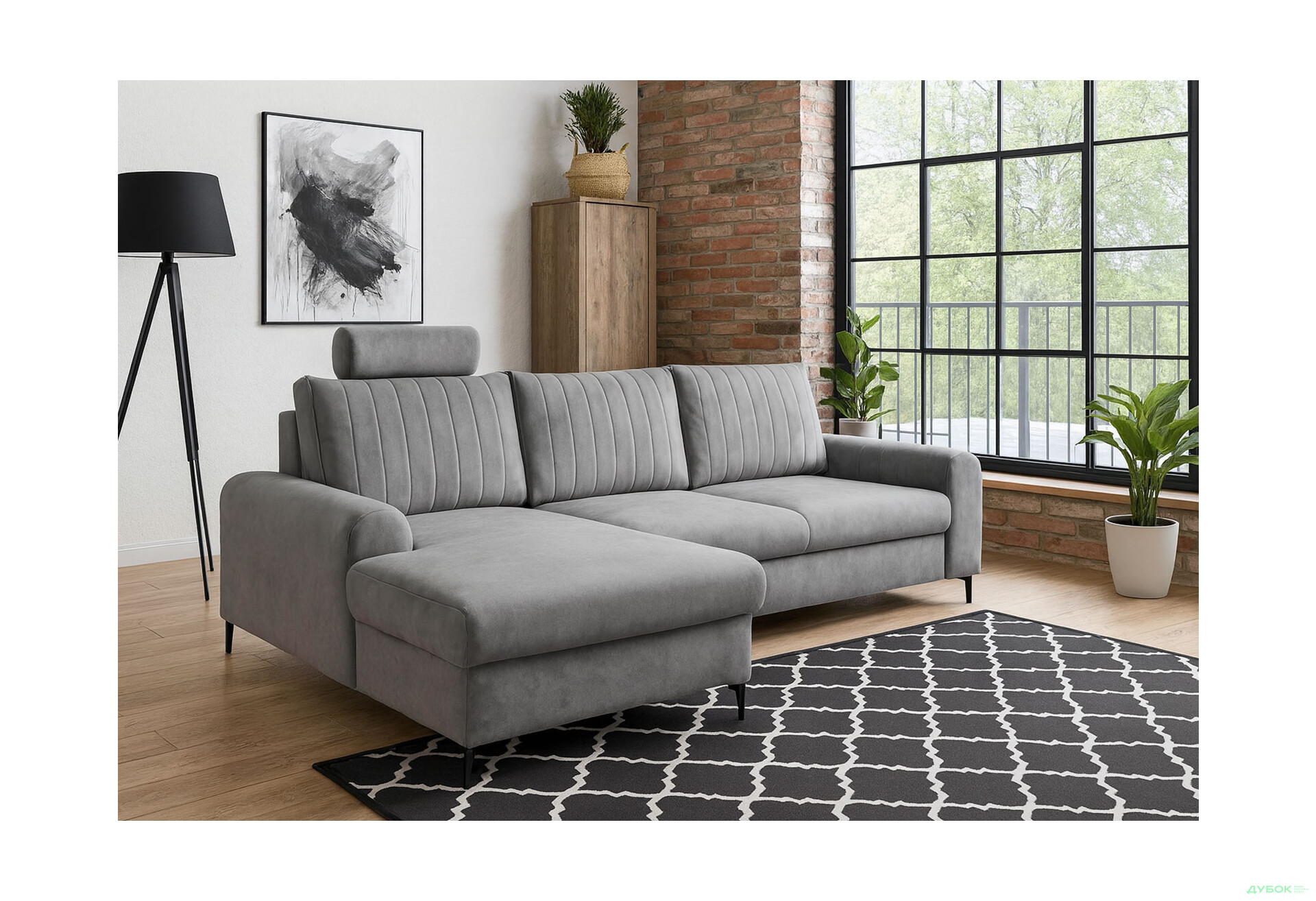 Зображення 2 - М'який куточок Perfect Home Монако / Monaco 252х168 см кут 7 Сірий (Velluto 18)