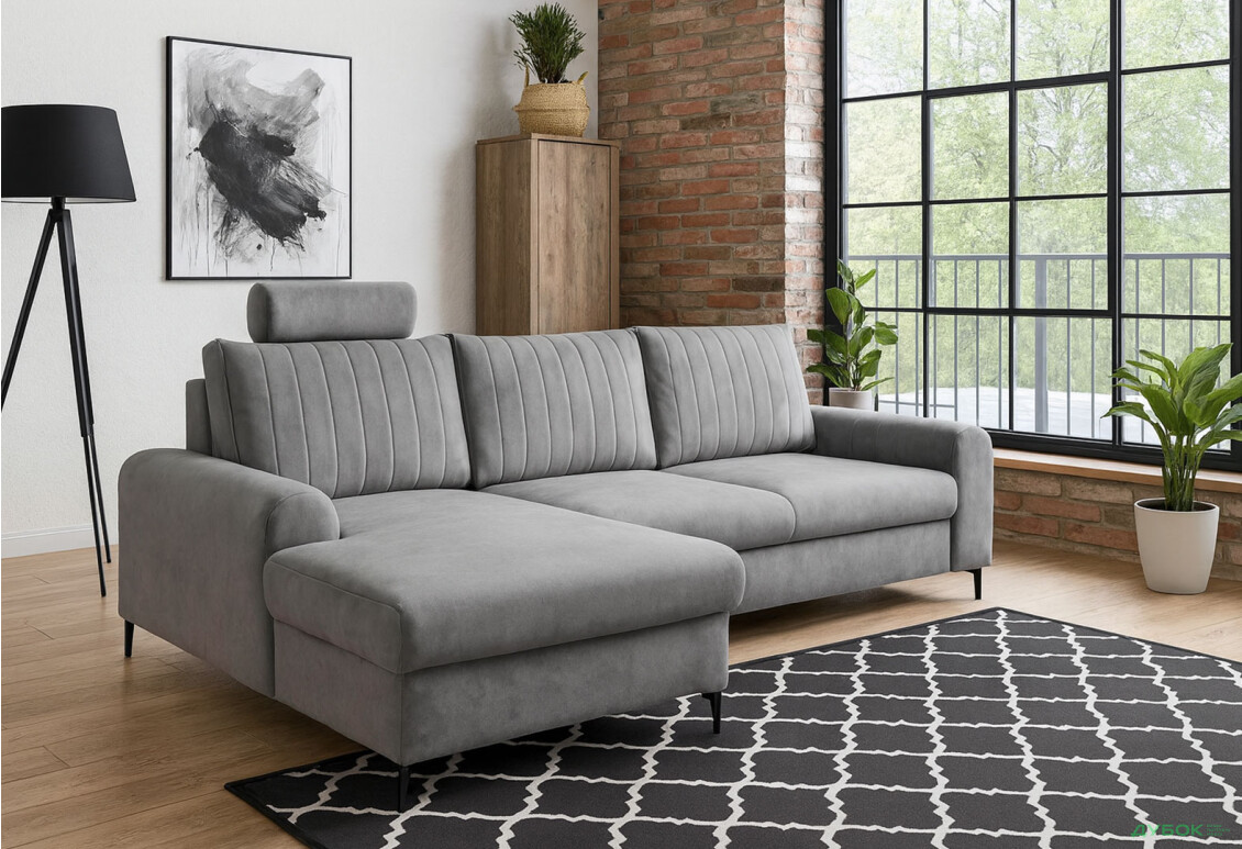 Зображення 2 - М'який куточок Perfect Home Монако / Monaco 252х168 см кут 7 Сірий (Velluto 18)