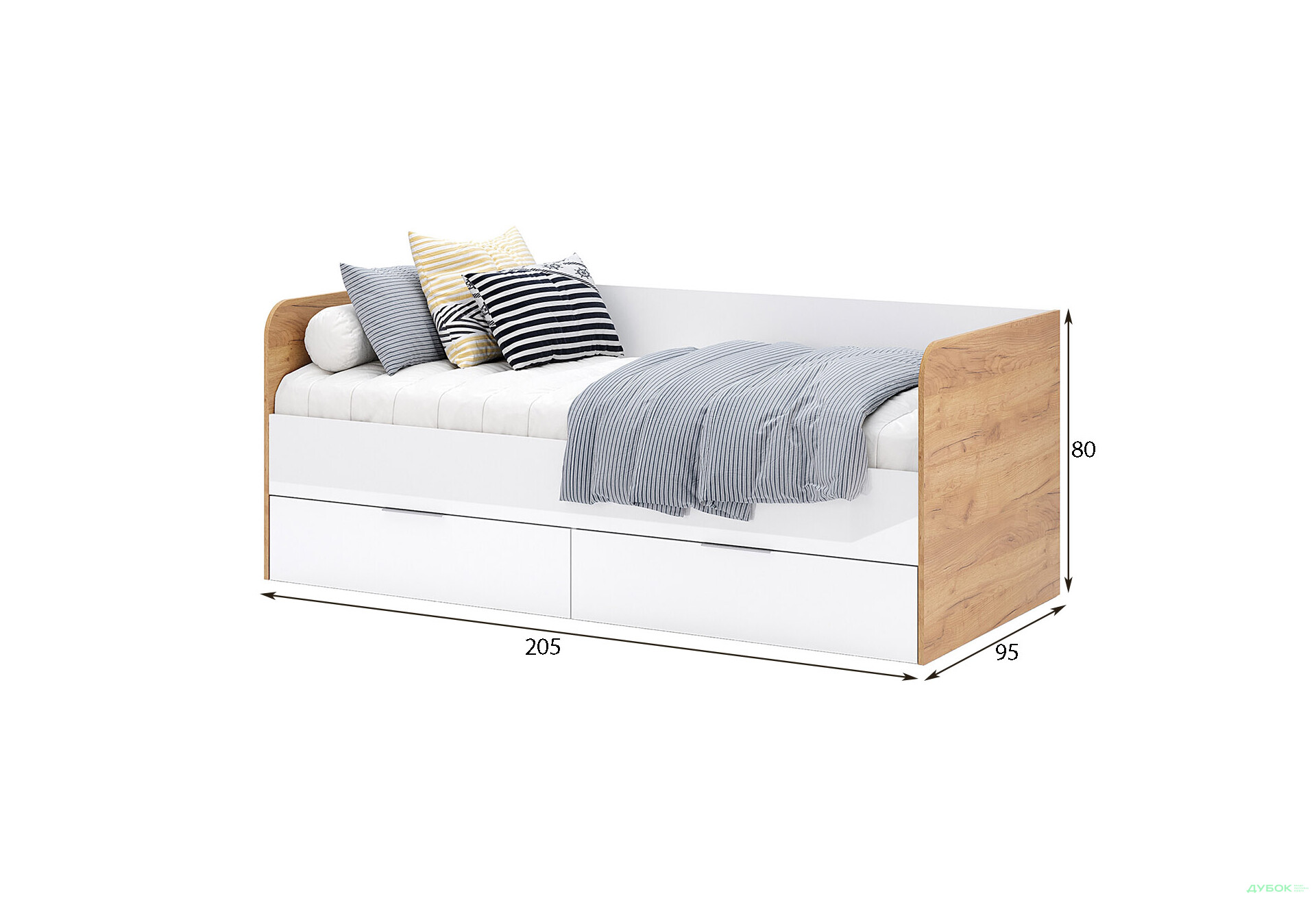 Кровать MiroMark Асти Джуниор (с вкладом) 90х200 см с ящиками, глянец белый / дуб крафт - Изображение 3 Изображение 3 - Кровать MiroMark Асти Джуниор (с вкладом) 90х200 см с ящиками, глянец белый / дуб крафт