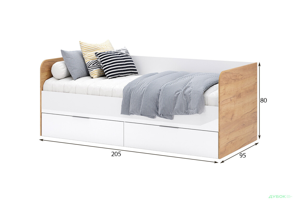 Кровать MiroMark Асти Джуниор (с вкладом) 90х200 см с ящиками, глянец белый / дуб крафт - Изображение 3 Изображение 3 - Кровать MiroMark Асти Джуниор (с вкладом) 90х200 см с ящиками, глянец белый / дуб крафт