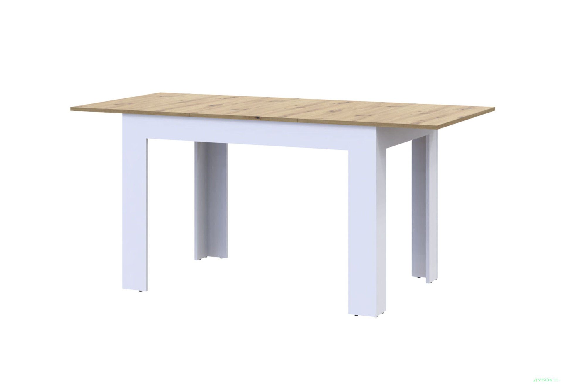 Столовий стіл Doros Флінт розкладний 120 см, білий / дуб артизан - Зображення 6 Зображення 6 - Столовий стіл Doros Флінт розкладний 120 см, білий / дуб артизан