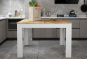 Столовий стіл Doros Флінт розкладний 120 см, білий / дуб артизан - Зображення 3 Зображення 3 - Столовий стіл Doros Флінт розкладний 120 см, білий / дуб артизан