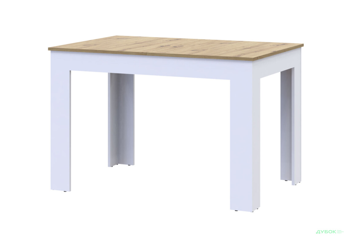 Столовий стіл Doros Флінт розкладний 120 см, білий / дуб артизан