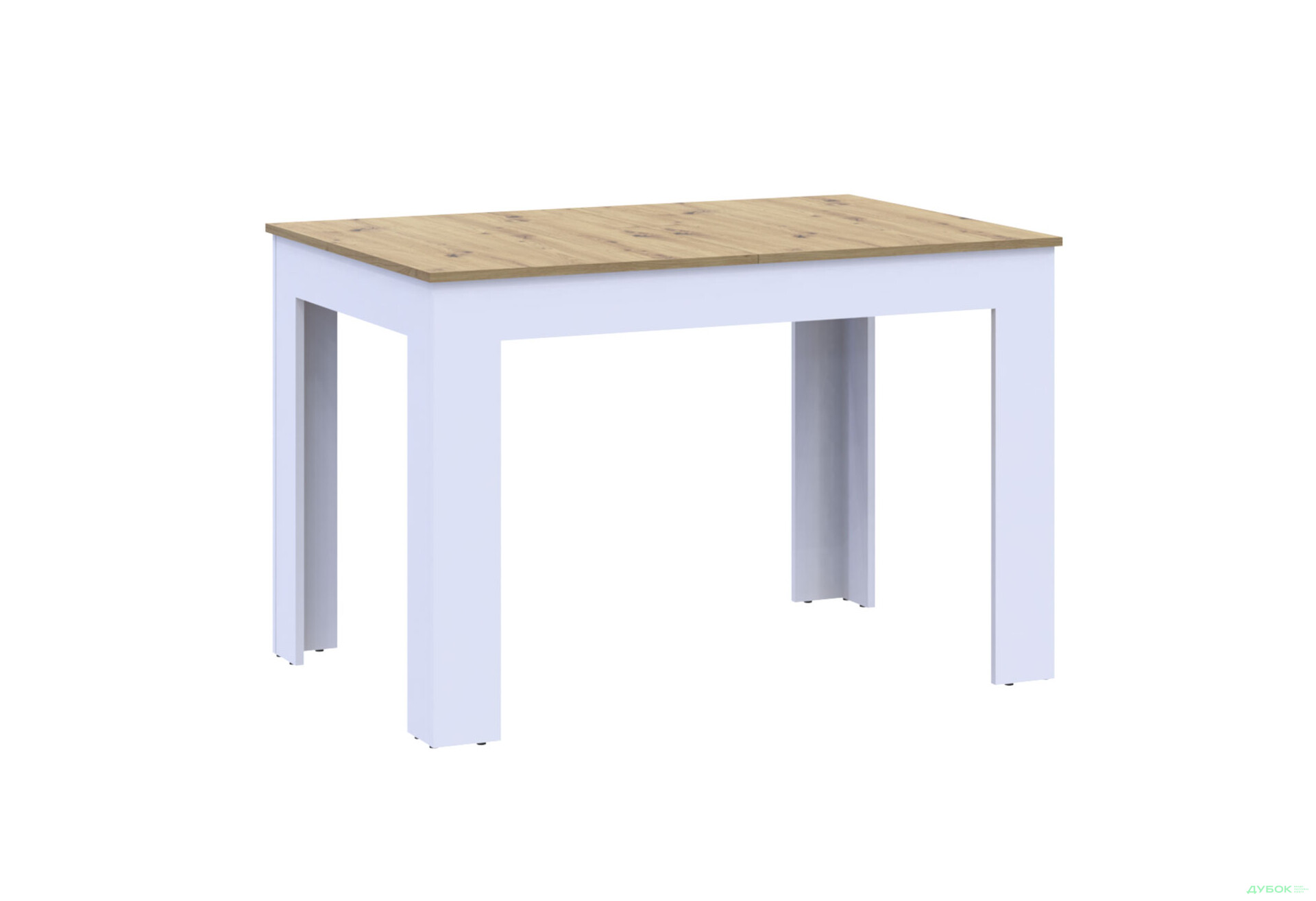 Столовий стіл Doros Флінт розкладний 120 см, білий / дуб артизан - Зображення 5 Зображення 5 - Столовий стіл Doros Флінт розкладний 120 см, білий / дуб артизан