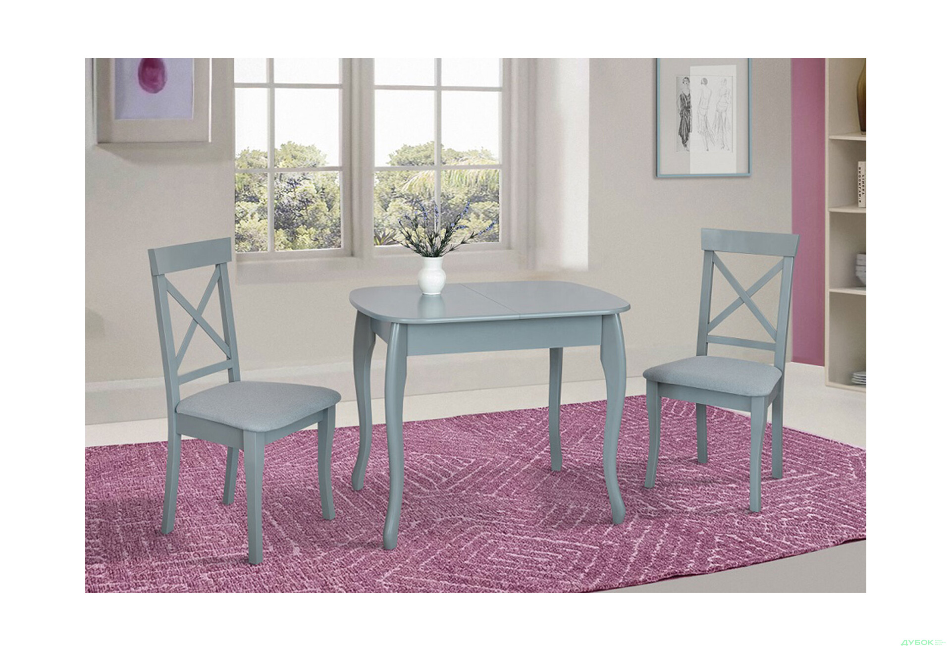 Стіл обідній Модуль Люкс Кантрі 93x67 см розкладний, сірий - Зображення 2 Зображення 2 - Стіл обідній Модуль Люкс Кантрі 93x67 см розкладний, сірий