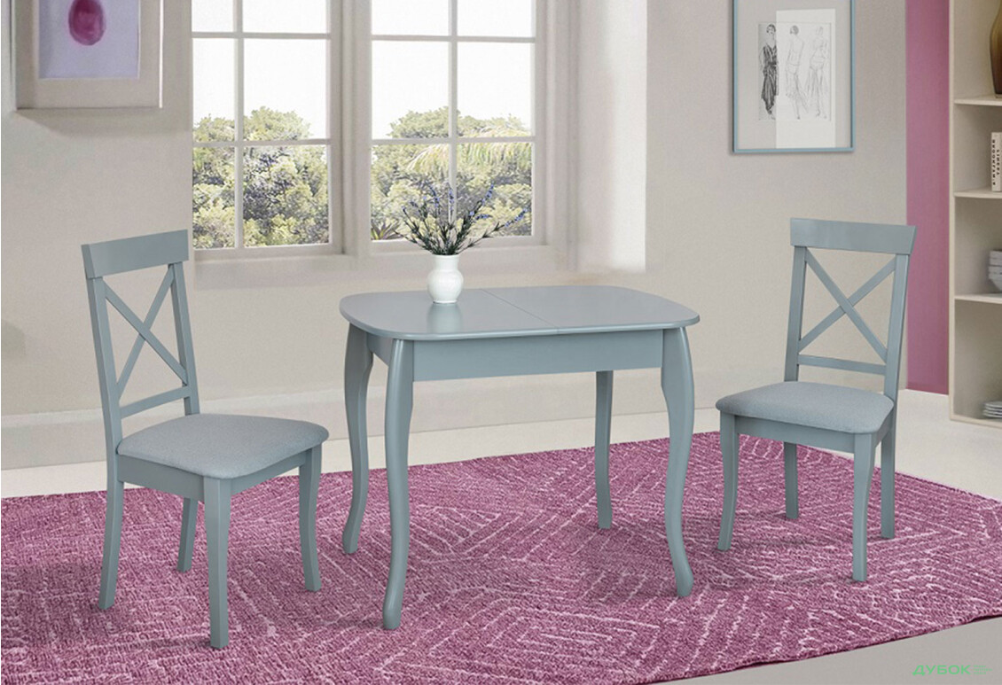 Стіл обідній Модуль Люкс Кантрі 93x67 см розкладний, сірий - Зображення 2 Зображення 2 - Стіл обідній Модуль Люкс Кантрі 93x67 см розкладний, сірий