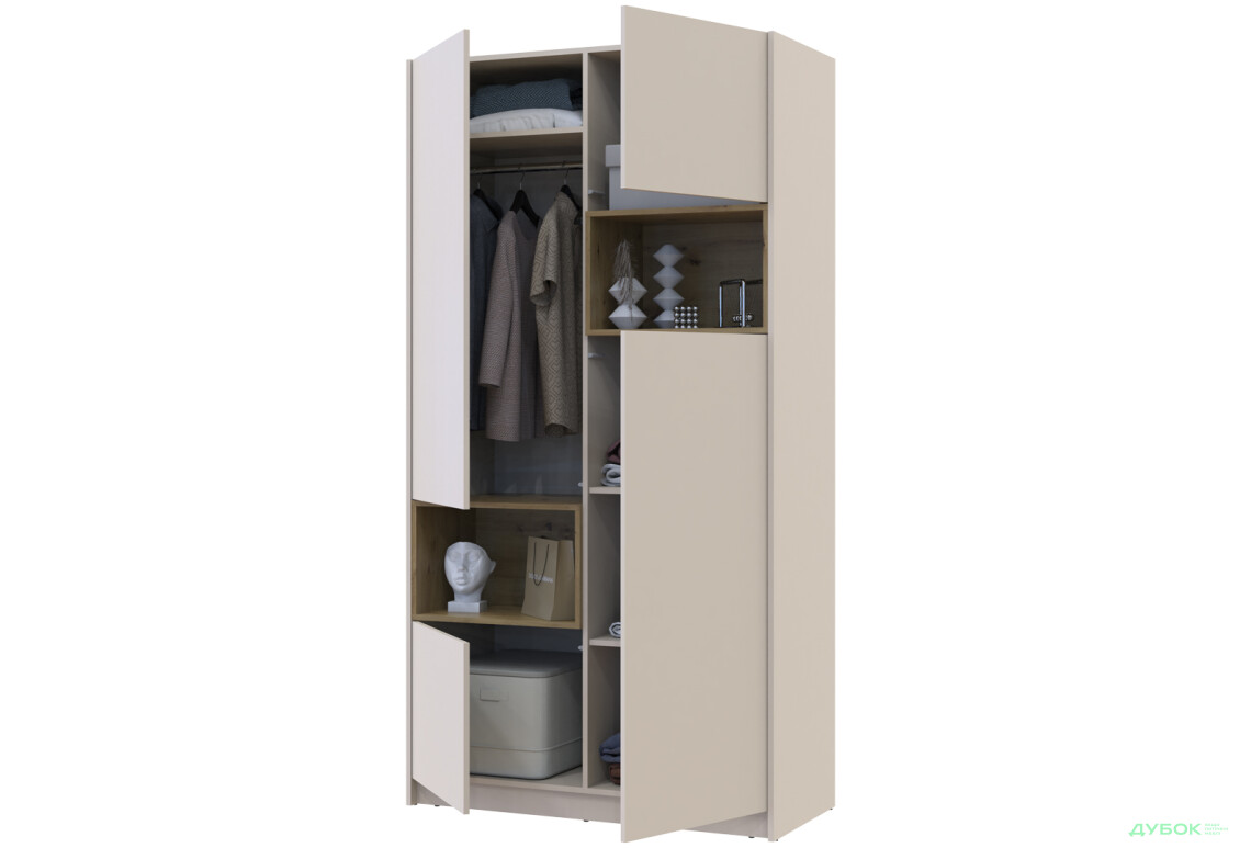 Зображення 4 - Шафа Doros Дейл 2-дверна з нішею 115.2 см, Кашемір / Дуб Артізан