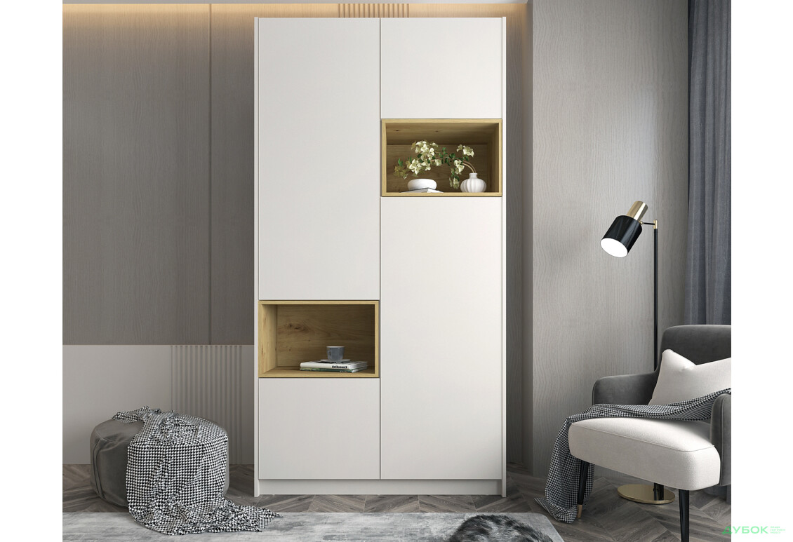 Зображення 2 - Шафа Doros Дейл 2-дверна з нішею 115.2 см, Кашемір / Дуб Артізан