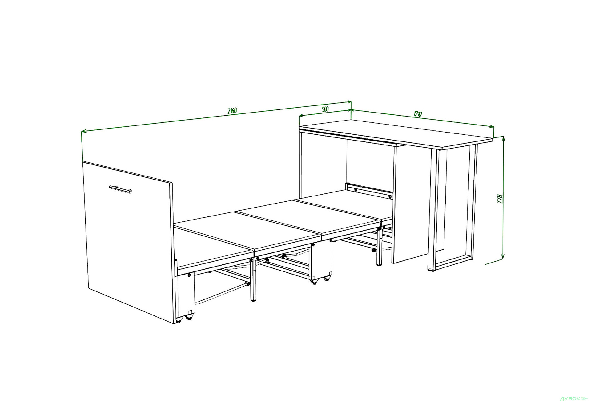 Ліжко-трансформер Knap Knap Sirim / Сірім-D (3 в 1) 80х200 см зі столом, дуб крафт білий - Зображення 5 Зображення 5 - Ліжко-трансформер Knap Knap Sirim / Сірім-D (3 в 1) 80х200 см зі столом, дуб крафт білий