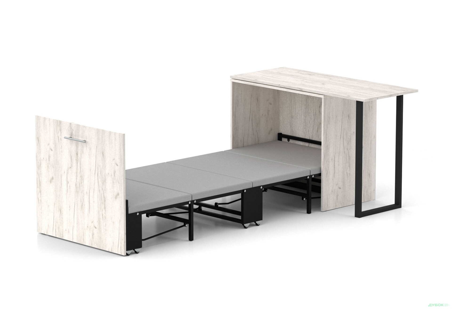 Фото 1 - Кровать-трансформер Knap Knap Sirim / Сирим-D (3 в 1) 80х200 см со столом, дуб крафт белый