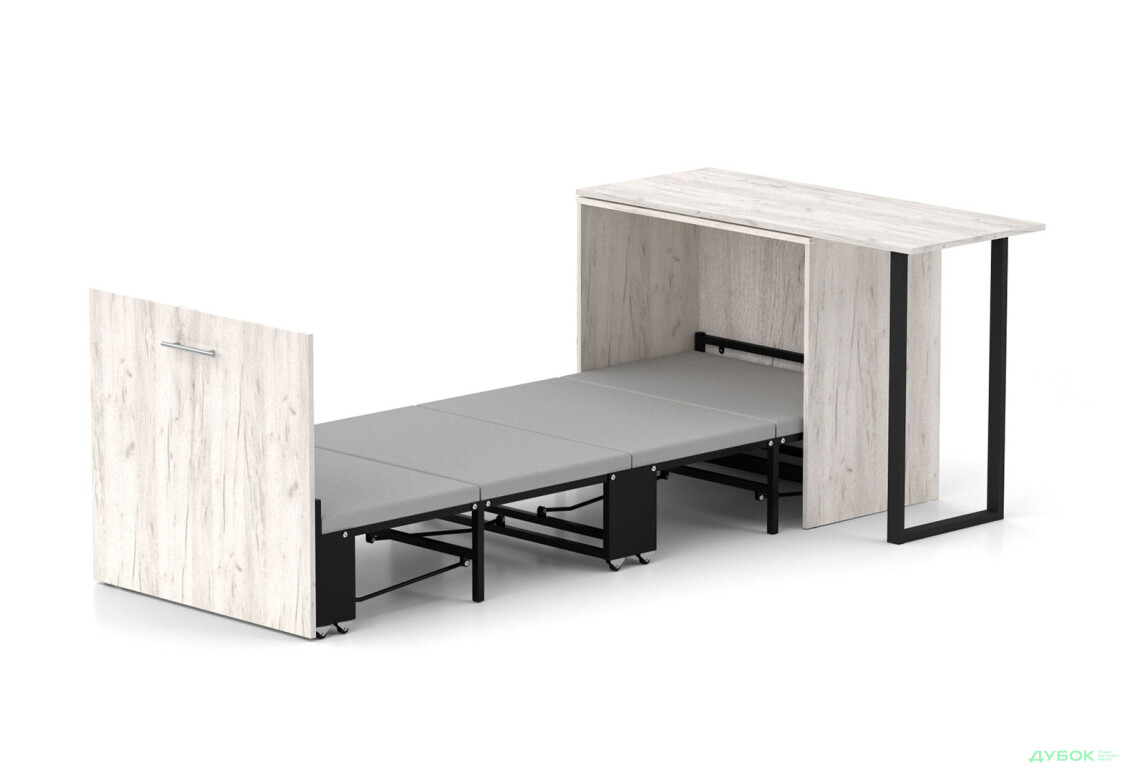 Ліжко-трансформер Knap Knap Sirim / Сірім-D (3 в 1) 80х200 см зі столом, дуб крафт білий