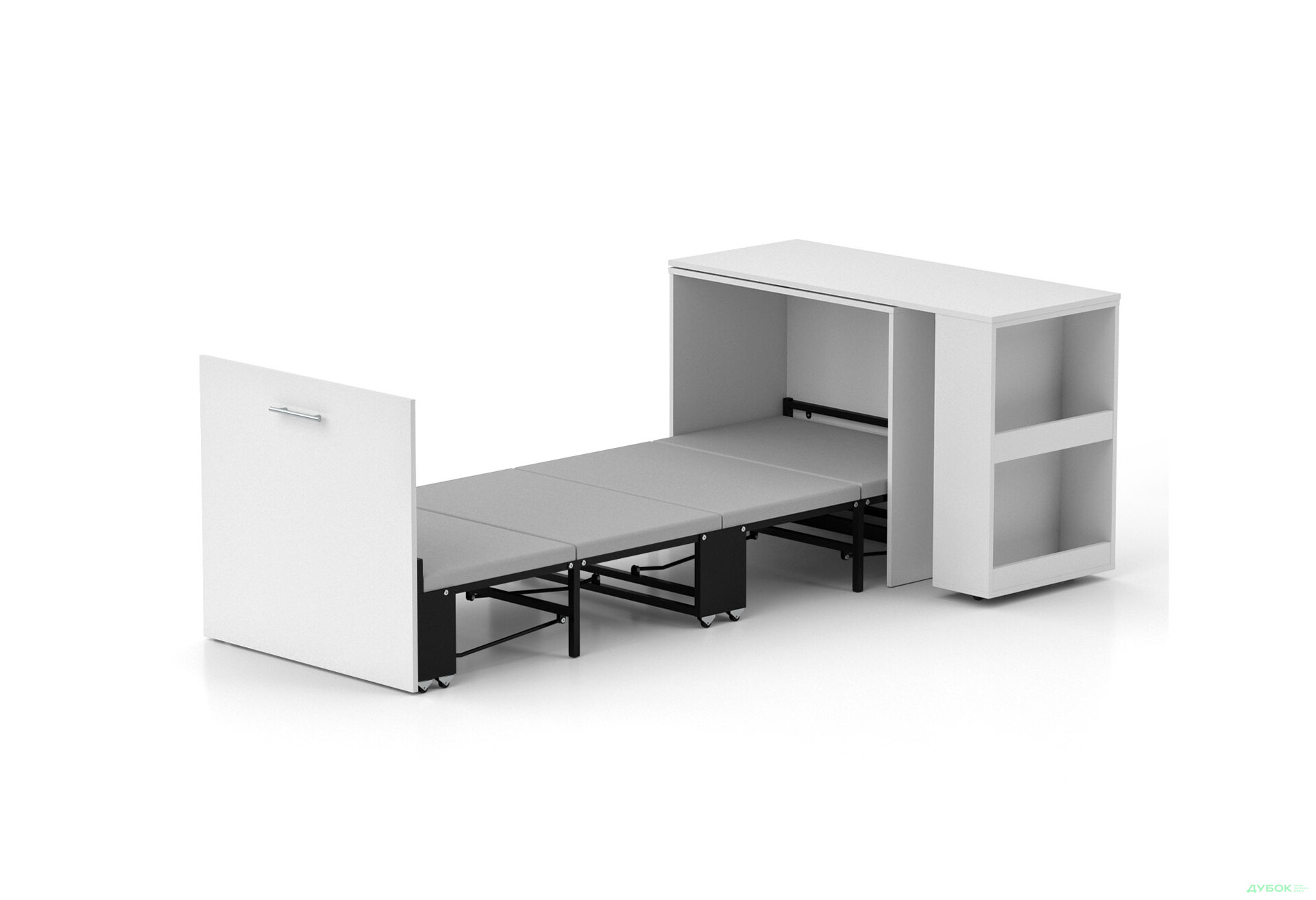 Ліжко-трансформер Knap Knap Sirim / Сірім-C1 (4 в 1) 80х200 см зі столом та полицями, білий - Зображення 1 Зображення 1 - Ліжко-трансформер Knap Knap Sirim / Сірім-C1 (4 в 1) 80х200 см зі столом та полицями, білий