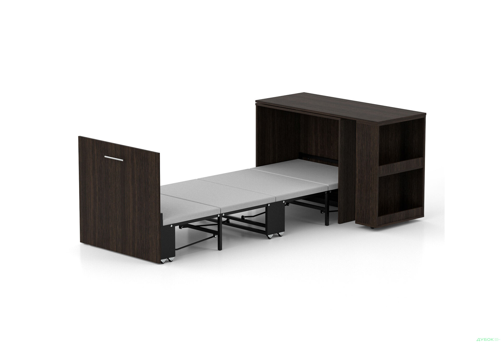 Зображення 1 - Ліжко-трансформер Knap Knap Sirim / Сірім-C1 (4 в 1) 80х200 см зі столом та полицями, венге