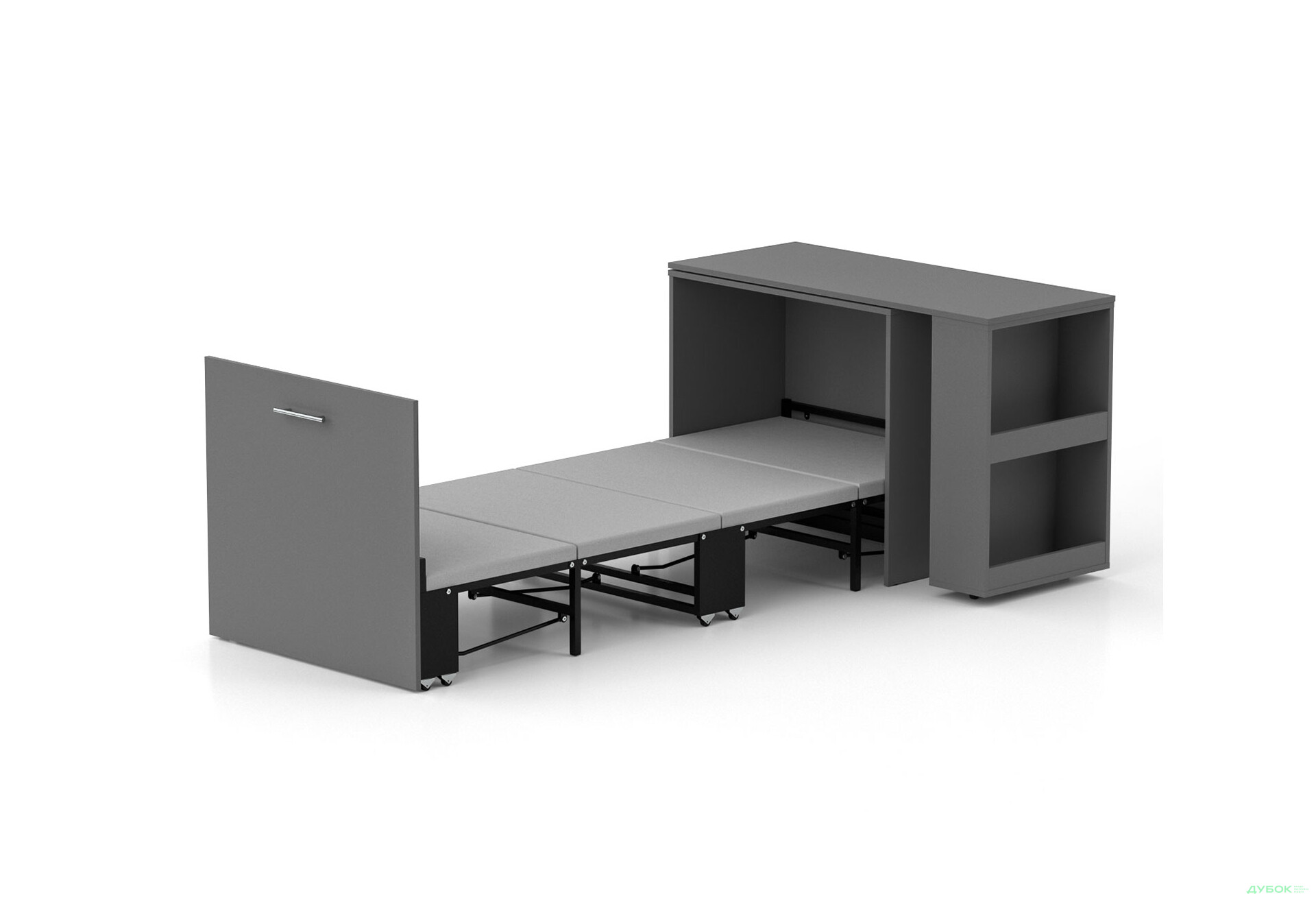 Ліжко-трансформер Knap Knap Sirim / Сірім-C1 (4 в 1) 80х200 см зі столом та полицями, графіт сірий - Зображення 1 Зображення 1 - Ліжко-трансформер Knap Knap Sirim / Сірім-C1 (4 в 1) 80х200 см зі столом та полицями, графіт сірий