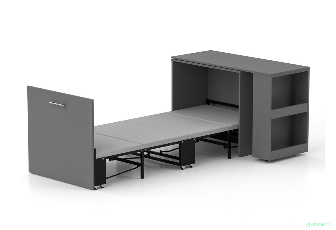 Кровать-трансформер Knap Knap Sirim / Сирим-C1 (4 в 1) 80х200 см со столом и полками, графит серый