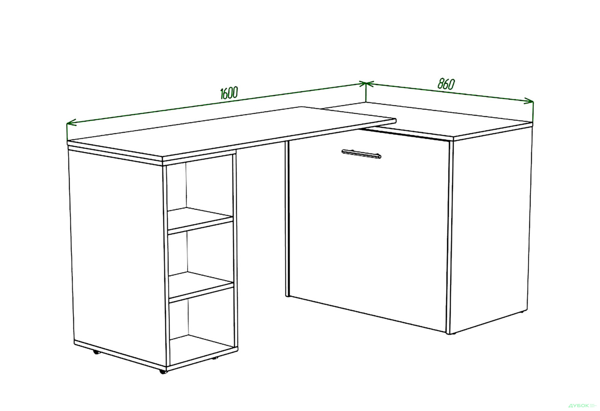 Фото 4 - Ліжко-трансформер Knap Knap Sirim / Сірім-C2 (4 в 1) 80х200 см зі столом та полицями, білий