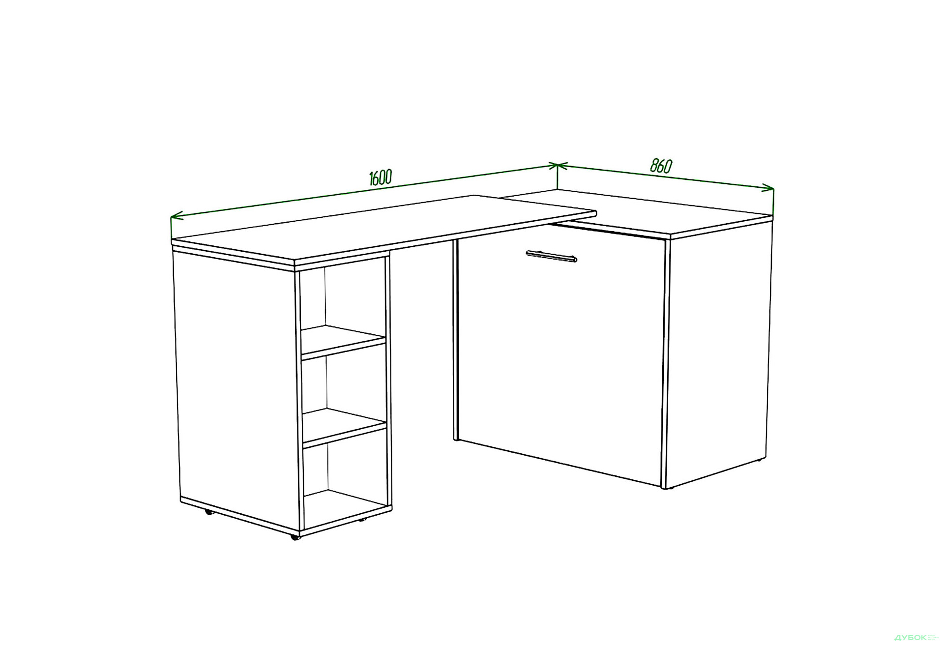 Ліжко-трансформер Knap Knap Sirim / Сірім-C2 (4 в 1) 80х200 см зі столом та полицями, білий - Зображення 4 Зображення 4 - Ліжко-трансформер Knap Knap Sirim / Сірім-C2 (4 в 1) 80х200 см зі столом та полицями, білий