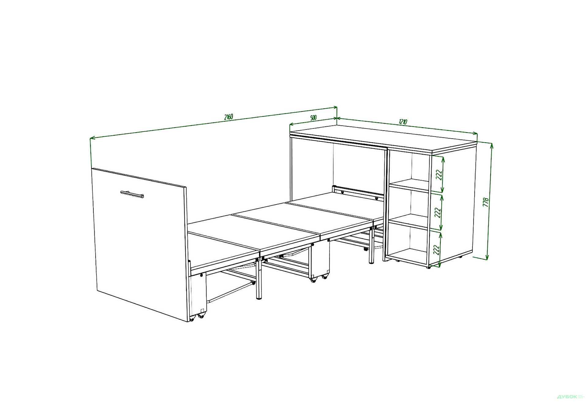 Ліжко-трансформер Knap Knap Sirim / Сірім-C2 (4 в 1) 80х200 см зі столом та полицями, білий - Зображення 5 Зображення 5 - Ліжко-трансформер Knap Knap Sirim / Сірім-C2 (4 в 1) 80х200 см зі столом та полицями, білий