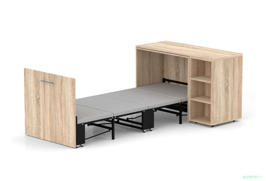 Ліжко-трансформер Knap Knap Sirim / Сірім-C2 (4 в 1) 80х200 см зі столом та полицями, дуб сонома
