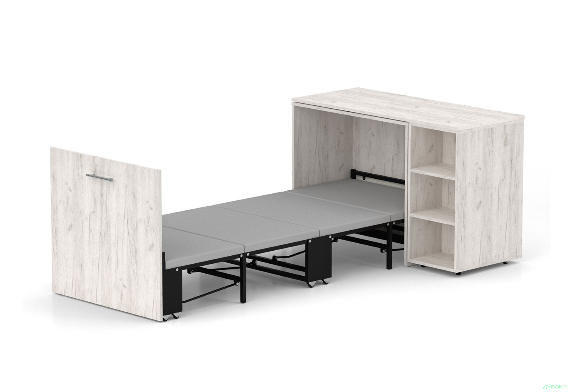 Фото 1 - Ліжко-трансформер Knap Knap Sirim / Сірім-C2 (4 в 1) 80х200 см зі столом та полицями, дуб крафт білий