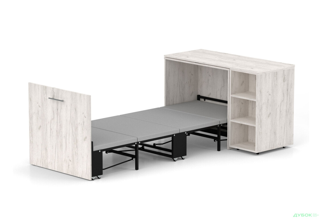 Ліжко-трансформер Knap Knap Sirim / Сірім-C2 (4 в 1) 80х200 см зі столом та полицями, дуб крафт білий