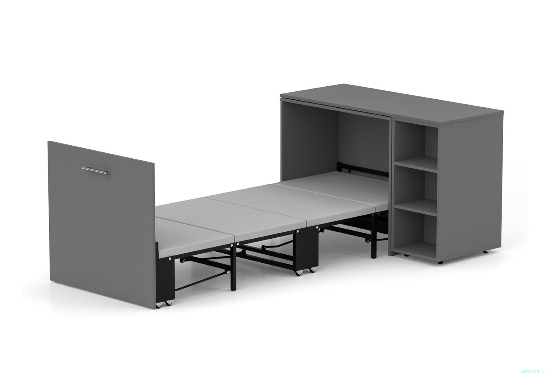 Фото 1 - Ліжко-трансформер Knap Knap Sirim / Сірім-C2 (4 в 1) 80х200 см зі столом та полицями, графіт сірий