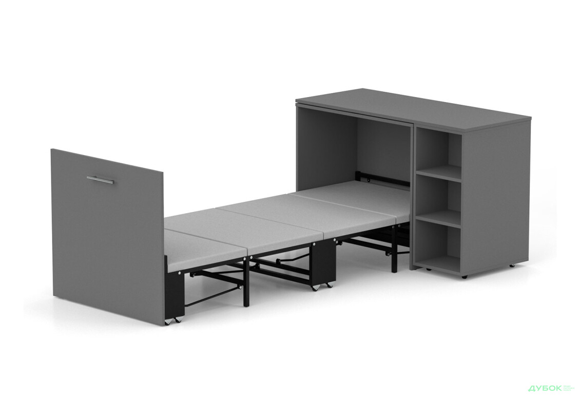 Ліжко-трансформер Knap Knap Sirim / Сірім-C2 (4 в 1) 80х200 см зі столом та полицями, графіт сірий