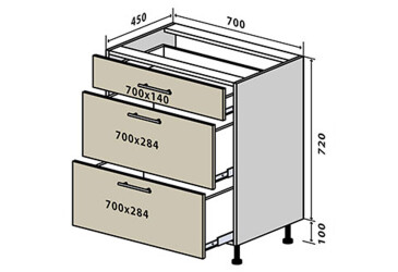 Н46 Тумба 3Ш 70 Бета (фасад 18 мм) Вип-Мастер