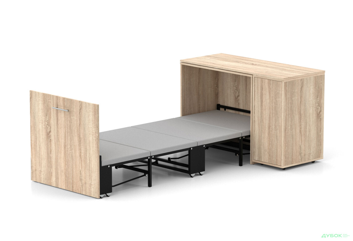Ліжко-трансформер Knap Knap Sirim / Сірім-C3 (4 в 1) 80х200 см зі столом і тумбою, дуб сонома