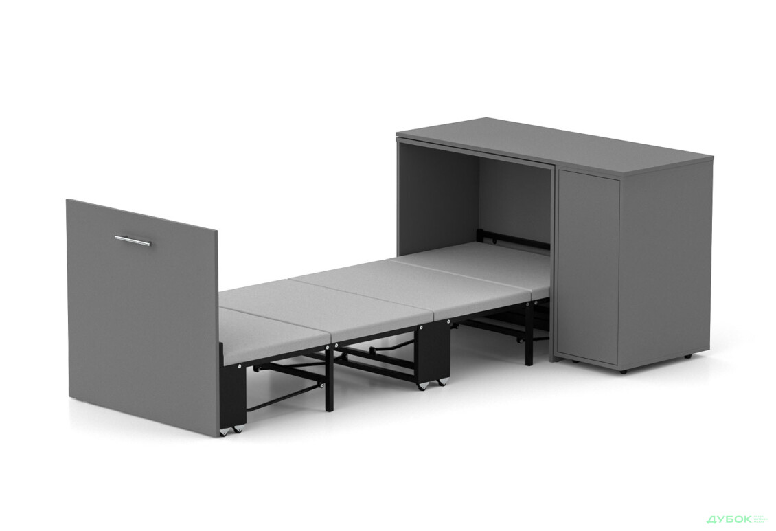 Ліжко-трансформер Knap Knap Sirim / Сірім-C3 (4 в 1) 80х200 см зі столом і тумбою, графіт сірий