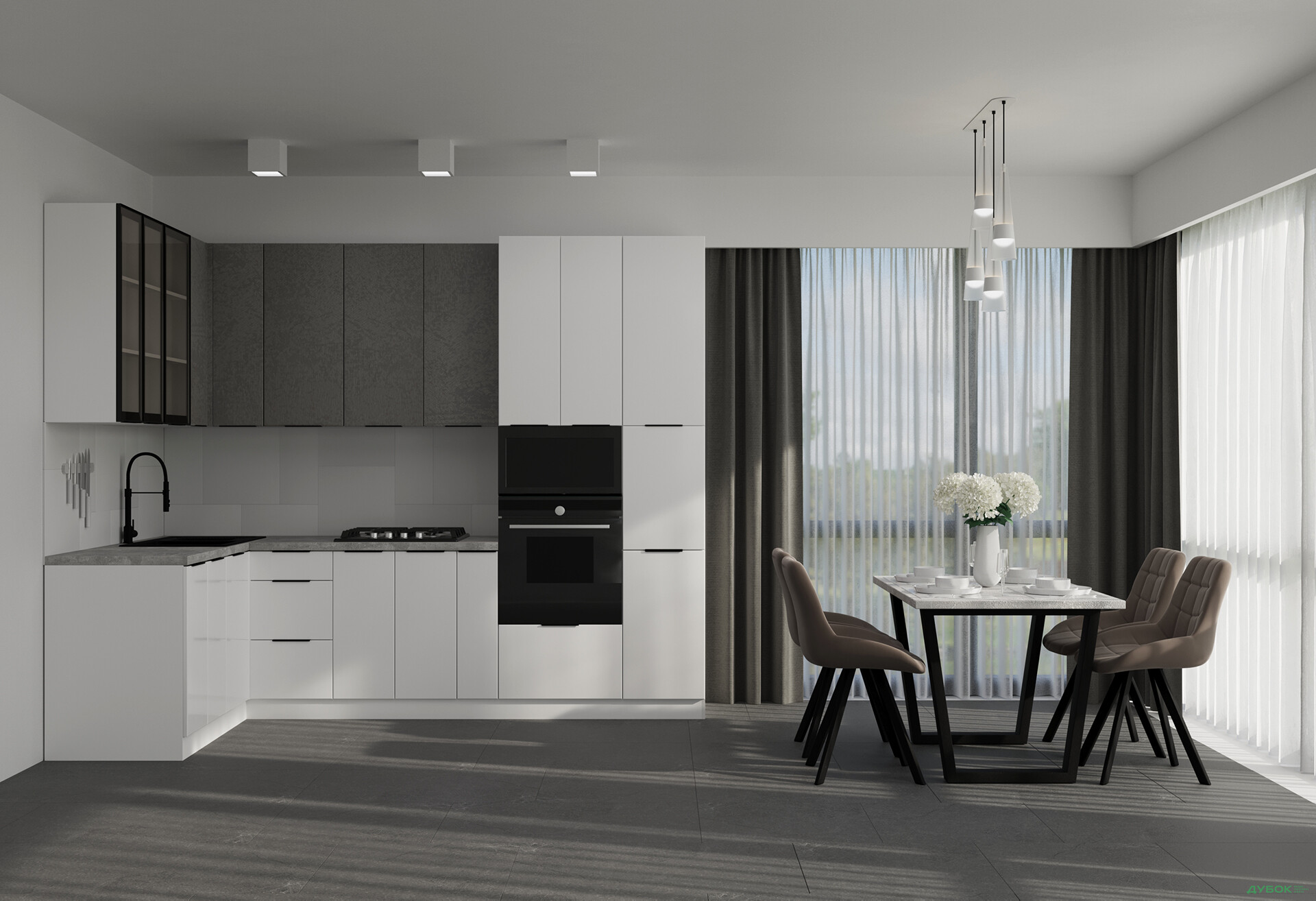 Зображення 1 - Кутова кухня Діплос / Diplos Blum 1.6х2.8 MebelStar, бетон сірий / білий agt