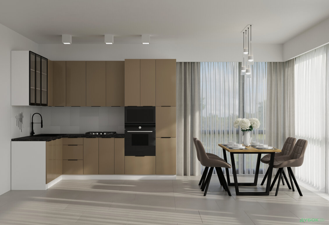 Кутова кухня Діплос / Diplos Blum 1.6х2.8, аляска біла / лате глянець