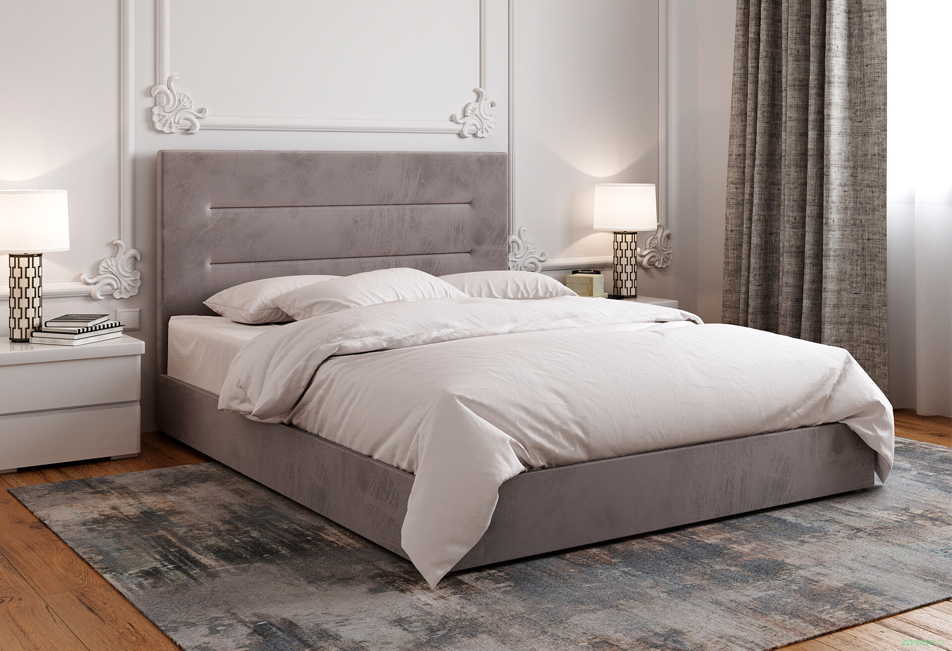 Фото 3 - Ліжко-подіум Vika Горизонт 160х200 см підйомне, матрац жакард, незалежний блок, сірий 