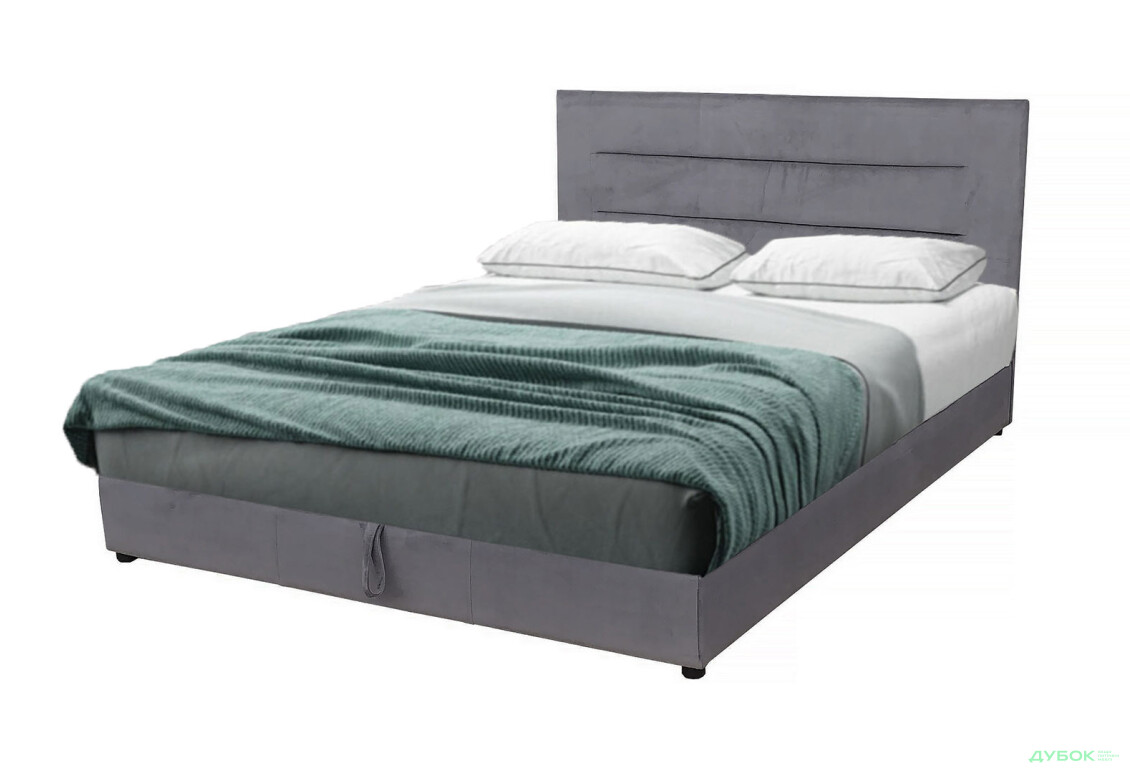 Ліжко-подіум Vika Горизонт 160х200 см підйомне, матрац жакард, незалежний блок, сірий 