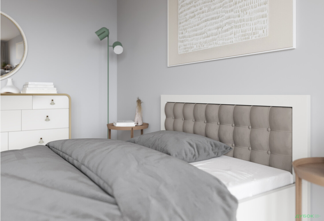 Зображення 5 - Ліжко Arbor Drev Регіна 160 см прошивка узголів'я квадрат, тк. Лагуна 08, біле, сосна